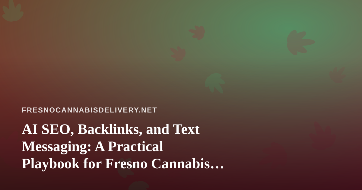AI SEO, Backlinks, and Text Messaging: A Practical Playbook for Fresno Cannabis Delivery Services